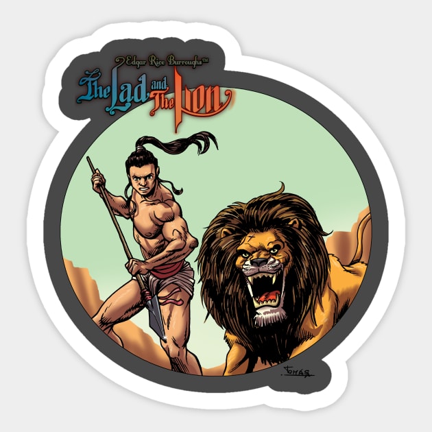 The Lad and The Lion Sticker by Tomas Aranda T-Shirts